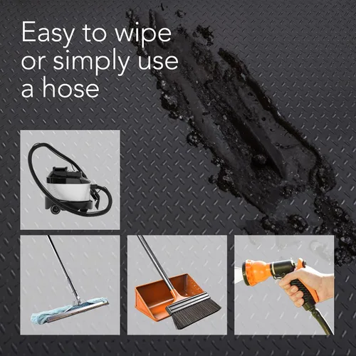 Miniatura 6 de RESILIA alfombra protectora para piso de garaje y tapete antideslizante - Tapetes de PVC con placa de diamante resistente al agua, derrames y Negro