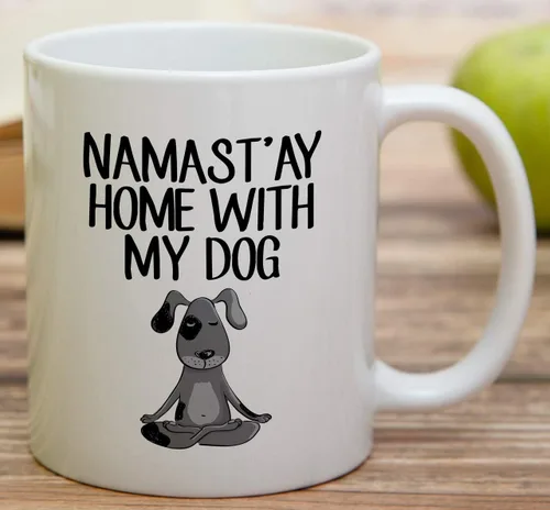 Miniatura 3 de Retreez Taza divertida – Namaste Namastay Home with My Dog Dogs Lover Meditación Yoga 11 Oz Tazas de café de cerámica – Divertido, sarcasmo