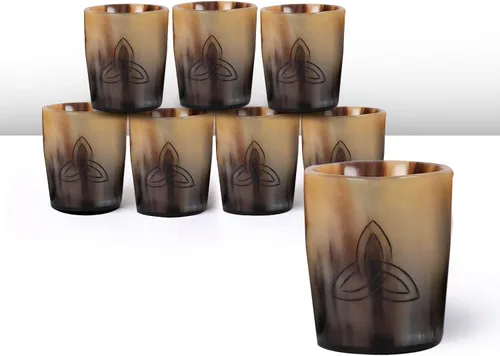 Miniatura 21 de Handicrafts Home Juego de 4 vasos de chupito hechos a mano, patrón entrecruzado de 6.5 onzas, chupitos de whisky vikingo naturales para cócteles