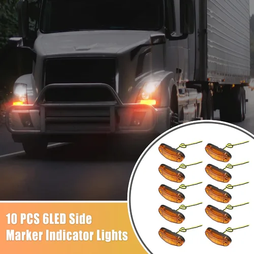 Miniatura 2 de X AUTOHAUX 10 luces LED de marcador lateral de remolque de 12 V-24 V, ámbar ovalado, luces indicadoras laterales de 2.5 pulgadas, impermeable