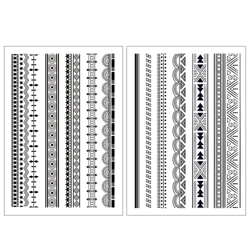 Miniatura 3 de Everjoy Más de 10 diseños impermeables brazo muñeca pierna círculo falso tatuaje temporal pegatinas - brazalete tribal bohemio negro