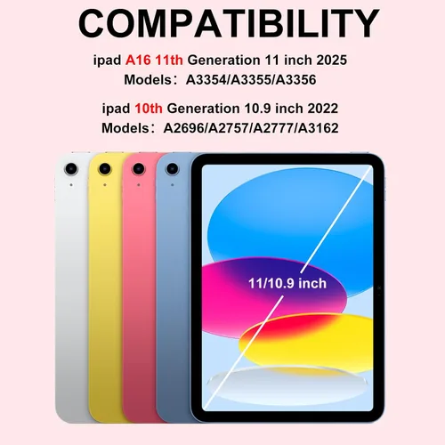 Miniatura 2 de BQSS Funda para iPad (A16) de 11ª y 10ª Generación con Teclado, Activación/Suspensión Automática, Funda con Teclado Bluetooth Inalámbrico