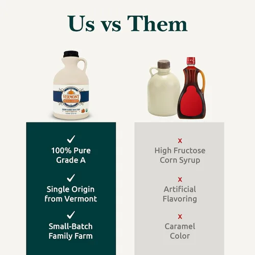Miniatura 3 de Vermont Maple Syrup - Jarabe de arce orgánico de grado A, ámbar rico de 32 oz - Jarabe de arce 100% puro y auténtico para panqueques, waffles y más