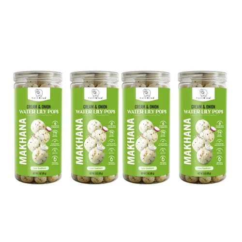 Miniatura 12 de SaltWise Water Lily Pops (Makhana/Fox Nuts) - Aceite de oliva tostado Bajo en sodio Sin gluten, vegano, sin OMG a base de plantas (cebolla crema)