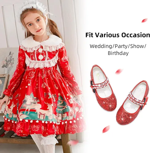 Miniatura 7 de Zapatos de vestir para niñas pequeñas, zapatos de flores, zapatos de princesa, boda, fiesta, zapatos planos para niñas pequeñas y grandes