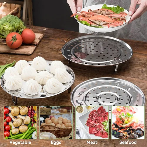 Miniatura 7 de Estante de vapor de 10 pulgadas, estante de acero inoxidable para conservas, bandeja de cocción al vapor, cesta de vapor, estante de vapor para olla