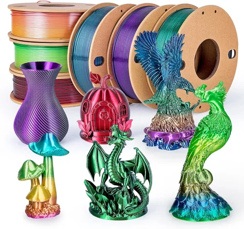 Miniatura 47 de Filamento de seda PLA para impresora 3D Filamento de seda PLA de triple color 1.75mm Filamento para impresión 3D Compatible con la mayoría de Tri