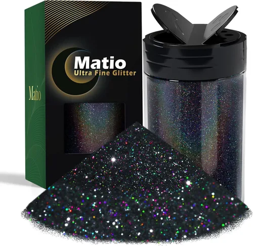 Miniatura 8 de Matio Polvo iridiscente de purpurina ultra fina, 7.76 onzas/7.76 oz verde esmeralda para manualidades, copos de lentejuelas metálicas de 1/128