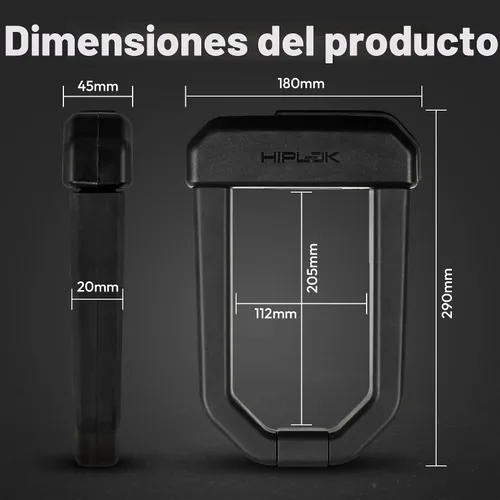 Miniatura 7 de Hiplok Dx1000 Candado en U Anti Amoladora Angular Negro, Talla Única