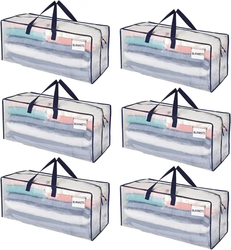 Miniatura 9 de VENO Paquete de 2 bolsas de mudanza, correas de mochila, mudanza, cajas de almacenamiento universitario, con tapas, resistentes, extragrandes, asas