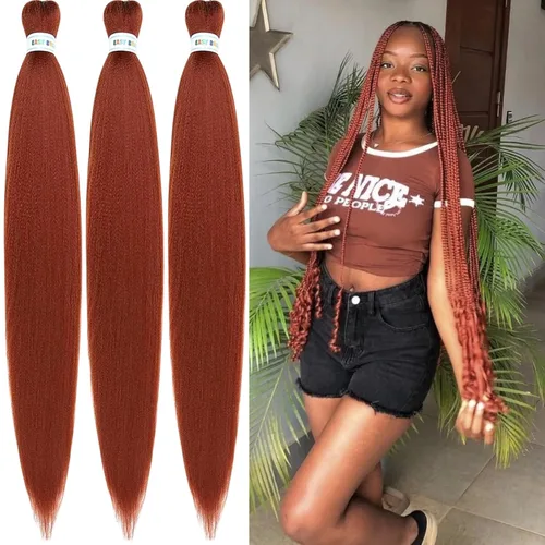 Miniatura 89 de Cabello trenzado preestirado rosa magenta, extensiones de cabello sintético de color rosa para trenzas, no tóxico, hipoalergénico
