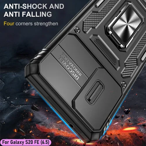Miniatura 7 de Funda resistente para Samsung Galaxy S20 FE (5G), protección híbrida de goma de doble capa de grado militar con protector de cámara deslizante