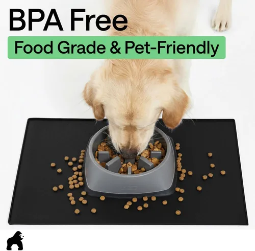 Miniatura 8 de Gorilla Grip - Tapete de 100% silicona impermeable con borde elevado, sin BPA, para alimentación de mascotas, contiene derrames, protege el piso