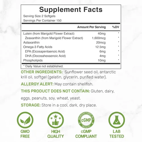 Miniatura 2 de DEAL SUPPLEMENT Suplementos de luteína y zeaxantina, 40 mg por porción, 300 cápsulas blandas
