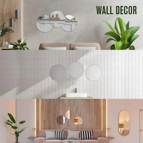 Miniatura 7 de Houseables Mirror Centerpieces for Tables, Round Mirrors for Centerpieces, Mirrored Trays, Round Table Plate Tray, Circle, Glass Charger, Wedding