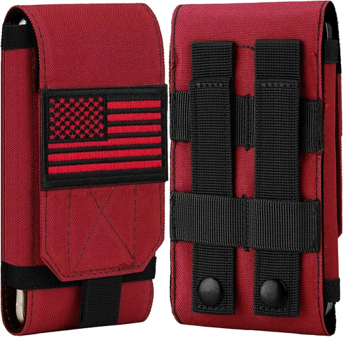 Miniatura 12 de Funda Táctica Molle para Teléfono, Funda de Cinturón con Asa de Bucle Resistente con Parche de Bandera para iPhone 17 Pro Max/Air/17 Pro/17/16 Pro