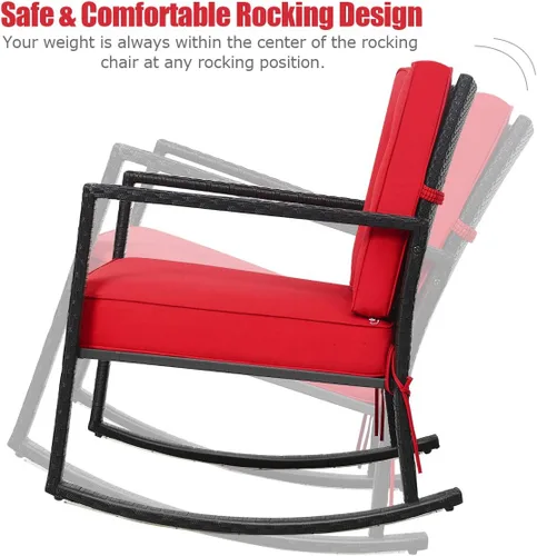 Miniatura 6 de Tangkula Mecedora de Mimbre, Silla Mecedora Deslizante de Ratán para Exteriores con Marco de Acero Resistente, Asiento de Muebles de Mimbre