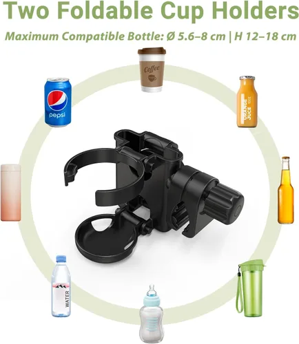 Miniatura 3 de ZealSound Soporte para taza de cochecito, soporte para botella 3 en 1 con soporte para teléfono para cochecito, silla de ruedas, scooter, andador