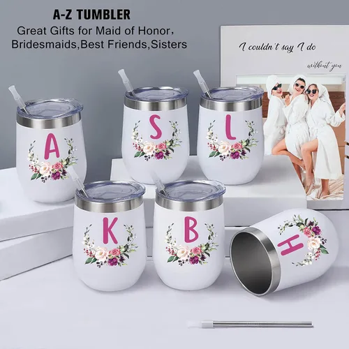 Miniatura 5 de PFL Regalos de Boda para Dama de Honor de la Novia - Regalos de Despedida de Soltera - Amigas de la Novia y Hermanas - Taza de Café de Vino de 12 oz