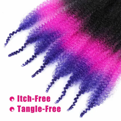 Miniatura 6 de Cabello Afro Twist de 24 Pulgadas 3 Paquetes, Cabello Afro Twist Elástico Pre-Esponjado Cabello Spring Twist Pre-Estirado Cabello para Envolver