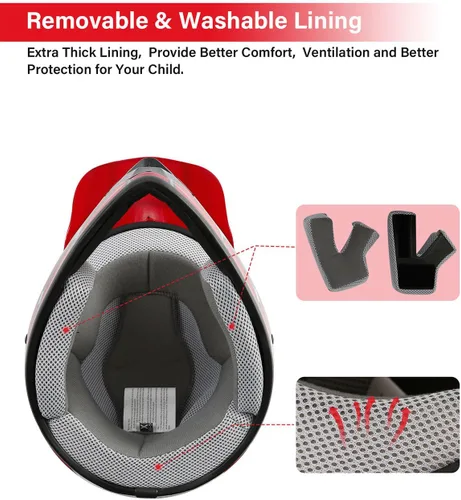 Miniatura 6 de TCT-MOTORPARTS DOT - Casco de motocross para niños y jóvenes, casco de cara completa para motocross, ATV, todoterreno, casco de cuatro ruedas, araña