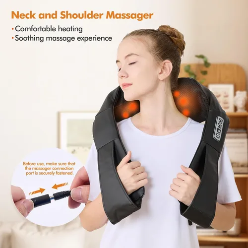 Miniatura 11 de LAOBEN Masajeador de cuello y hombros para masaje de hombros y masaje de cuello, masajeador de cuello Shiatsu con calor, masajeador de espalda