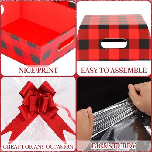 Miniatura 4 de Kolewo4ever 36 Piezas 12 Paquetes Juego de Cestas de Regalo de Navidad 8x10'' Cestas de Regalos Vacías para Llenar con Cesta Vacía, Bolsas de Cesta