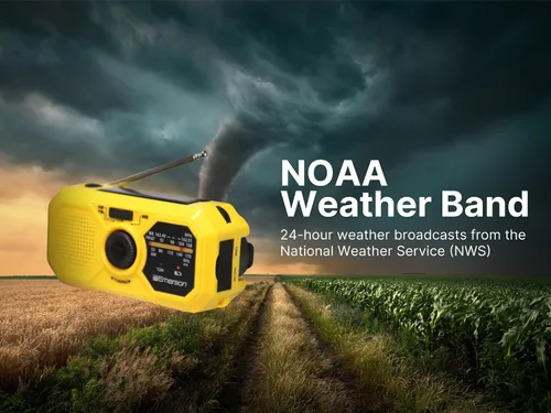 Miniatura 3 de Emerson ER-7050 Radio de emergencia AM/FM con banda meteorológica NOAA, banco de energía integrado, manivela, carga solar, linterna LED y alarma