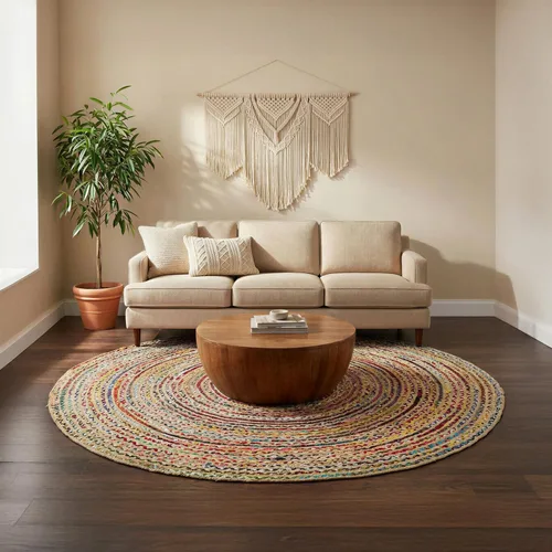 Miniatura 38 de RedEarth · Alfombra rectangular - 2'x3' de yute natural trenzada con respaldo antideslizante - Alfombra boho tejida a mano para dormitorio, cocina