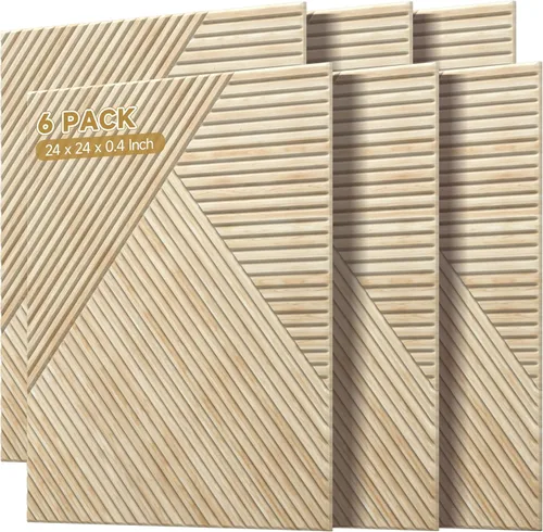 Miniatura 10 de Paneles acústicos de pared, paquete de 6 unidades de tamaño total de 72 x 48 pulgadas, paneles acústicos decorativos autoadhesivos para pared
