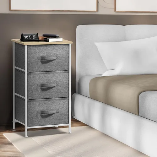 Miniatura 2 de Sorbus - Mesita de noche con 3 cajones - Mesita de noche y mesa lateral para el hogar, accesorios de dormitorio, oficina, dormitorio universitario
