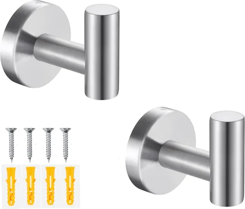 Miniatura 10 de Ganchos para toallas de baño, para bata de baño, gancho de pared negro mate, gancho de pared de acero inoxidable resistente para colgar puerta