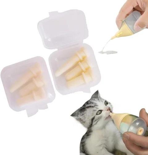 Miniatura 11 de Botellas de gatito para lactancia, biberones para cachorros para lactancia, leche para cachorros, diseño de comedero antiasfixia, con 3 pezones