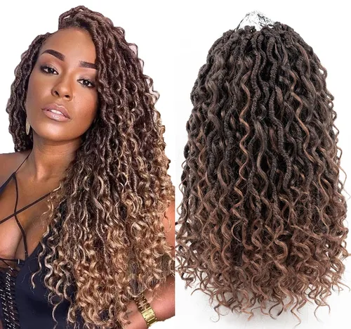 Miniatura 13 de Aipin Goddess Cabello de Ganchillo de 18 Pulgadas Boho River Locs Hippie Locs Ondulado de Ganchillo Con Cabello Rizado en el Medio y Extremos 613