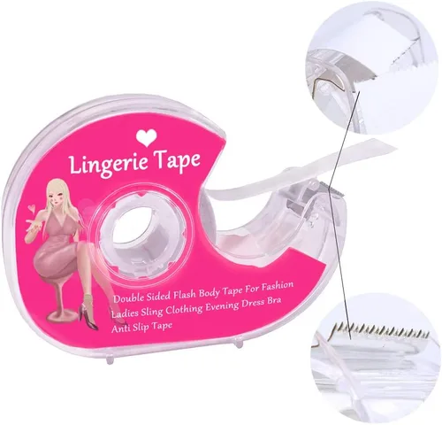 Miniatura 3 de Cinta para el cuerpo del pecho, tela transparente, cinta fuerte de doble cara para ropa, vestido, brasier, piel, bikini (16 pies)