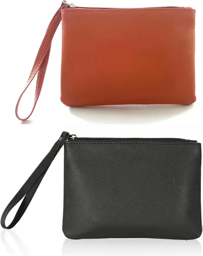 Miniatura 9 de Paquete de 2 pequeñas bolsas de maquillaje con cremallera para bolso, lápiz labial, organizador de maquillaje de viaje para mujeres, productos Negro