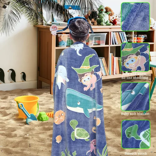 Miniatura 6 de Gitrat Manta de forro polar azul para niños pequeños, manta de felpa suave para niños, 50 x 60 pulgadas