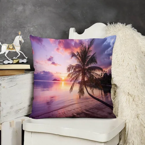 Miniatura 3 de Juego de 2 fundas de almohada con diseño escénico del océano tropical, fundas de almohada para sofá, fundas de almohada de poliéster para sofá
