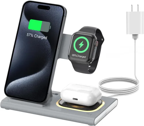 Miniatura 28 de Estación de carga 3 en 1 para iPhone 17 - Cargador inalámbrico para productos Apple para iPhone 17 16 15 14 13 12 11 Pro Max - Estación de carga Azul