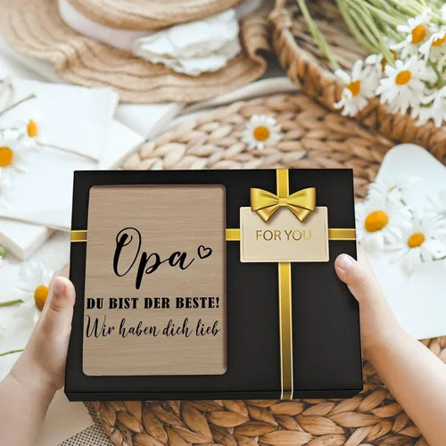 Miniatura 6 de MAQIKA Opa Du Bist Der Beste - Marcos de fotos de madera para abuelo alemán, regalo de Navidad para abuelo de parte de nietos, marco de fotos