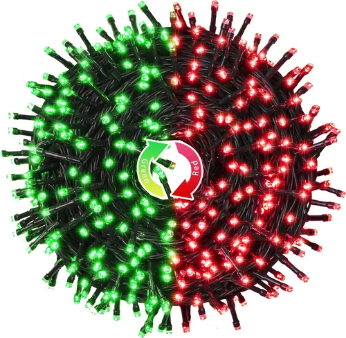 Miniatura 26 de JMEXSUSS 250 luces LED rojas, blancas y azules para decoraciones del 4 de julio, luces patrióticas conectables de 91.5 pies para exteriores