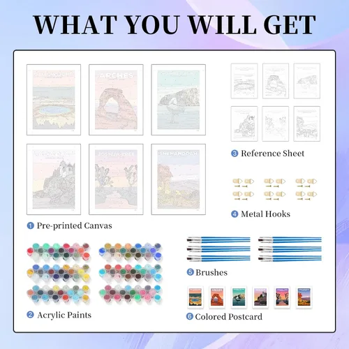 Miniatura 5 de Okarina Paquete de 6 pinturas por números para adultos principiantes, kits de pintura por números para adultos en lienzo sin marco, kits de pintura