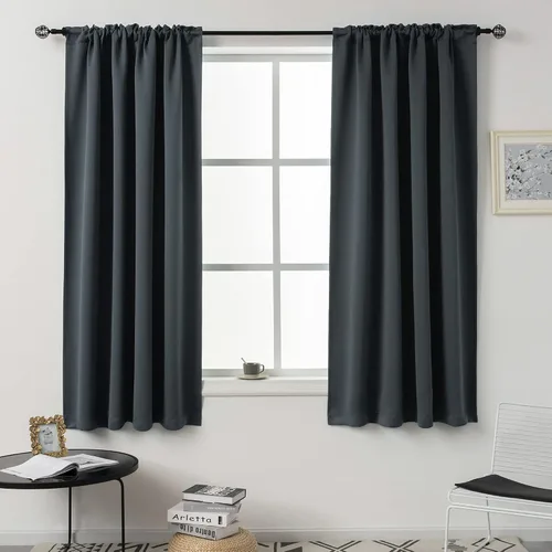 Miniatura 38 de DUALIFE Cortinas opacas de 45 pulgadas de largo, 2 paneles para ventanas pequeñas de dormitorio, aislamiento térmico, bolsillo para barra, cortinas