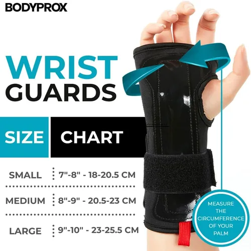 Miniatura 4 de BODYPROX Muñequeras (1 par) para snowboard, monopatín y patinaje en línea, protector de muñeca de protección deportiva