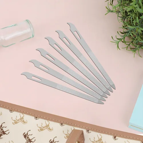 Miniatura 2 de Juego de limas de uñas de acero inoxidable de 6 piezas con punta limpiadora, doble cara, duradera, profesional para uñas naturales