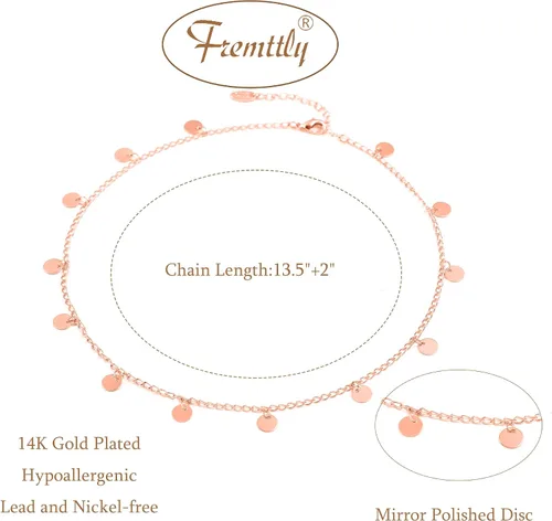 Miniatura 5 de Fremttly - Collar tipo gargantilla hecho a mano, chapado en oro de 14 quilates o en plata, sencillo, refinado, con dije de placa de estrella