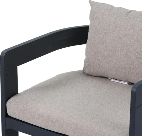 Miniatura 8 de GDFStudio Juego de 2 sillas de comedor de aluminio con cojín beige, asiento moderno para exteriores, interiores, patio trasero, piscina, balcón, 300