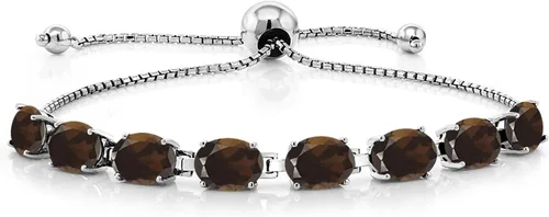 Miniatura 189 de Gem Stone King Pulsera de plata de ley 925 con piedra natal ovalada de 0.276 x 0.197 in para mujer, totalmente ajustable hasta 9 pulgadas