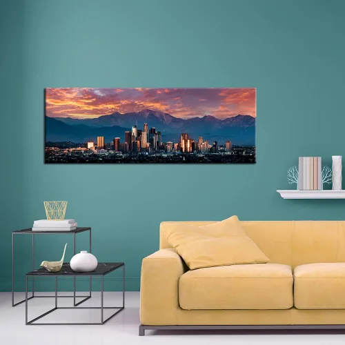 Miniatura 5 de iKNOW FOTO Lienzo de paisaje urbano para pared, póster de California in Sunrise, impresiones en lienzo de arte famoso de Estados Unidos, decoración