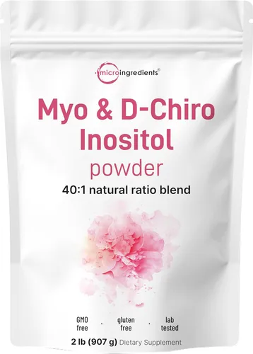 Micro Ingredients Mio-Inositol y D-Chiro Inositol en polvo, 2 libras (442 porciones) | Suplemento de inositol de proporción ideal 40:1 para mujeres